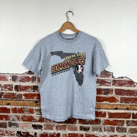 Vintage Florida State Seminoles Shirt Sz Medium Grey Short Sleeve Crewneck NCAA - Picture 1 of 5